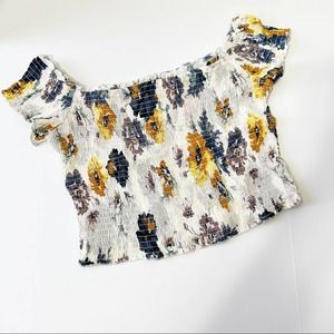 Abercrombie & Fitch Vintage Boho Floral Ruffle Trim Cropped Top